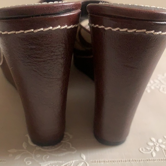 Y2K COACH SIGNATURE CHELSEA PLATFORM PATCHWORK LEATHER SZ 6M BROWN WEDGES HEELS - Picture 9 of 15